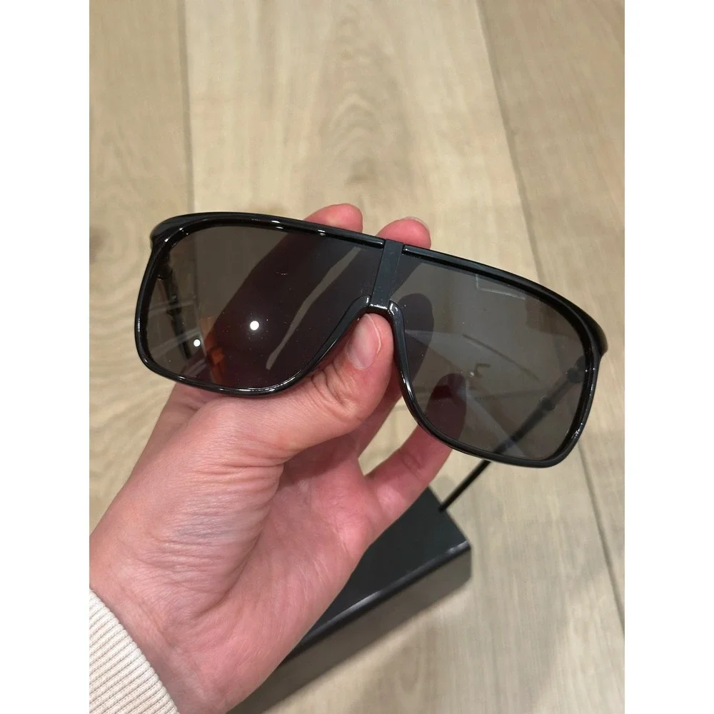 Givenchy SGV772 Sunglasses Black Gold Shield Oversized Unisex Made in Italy